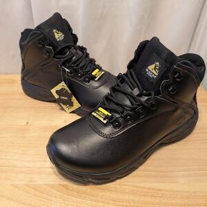 NWT. Black Leather Safety SLIP RESISTANT 6" Boots size 9.